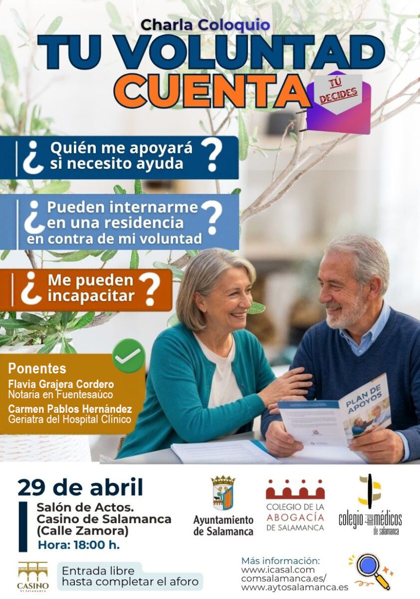 El Casino de Salamanca acoge el 29 de abril una charla sobre derechos jurídicos para personas mayores