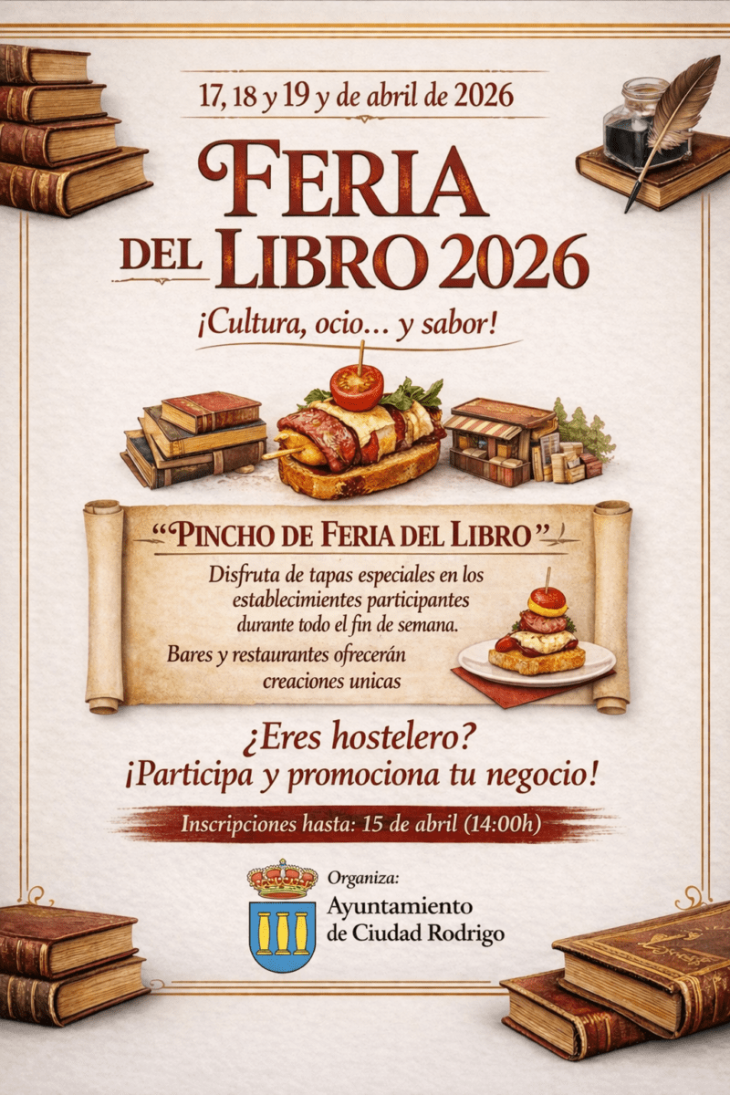 Ciudad Rodrigo busca establecimientos hosteleros para el 'Pincho Feria del Libro' antes del 15 de abril